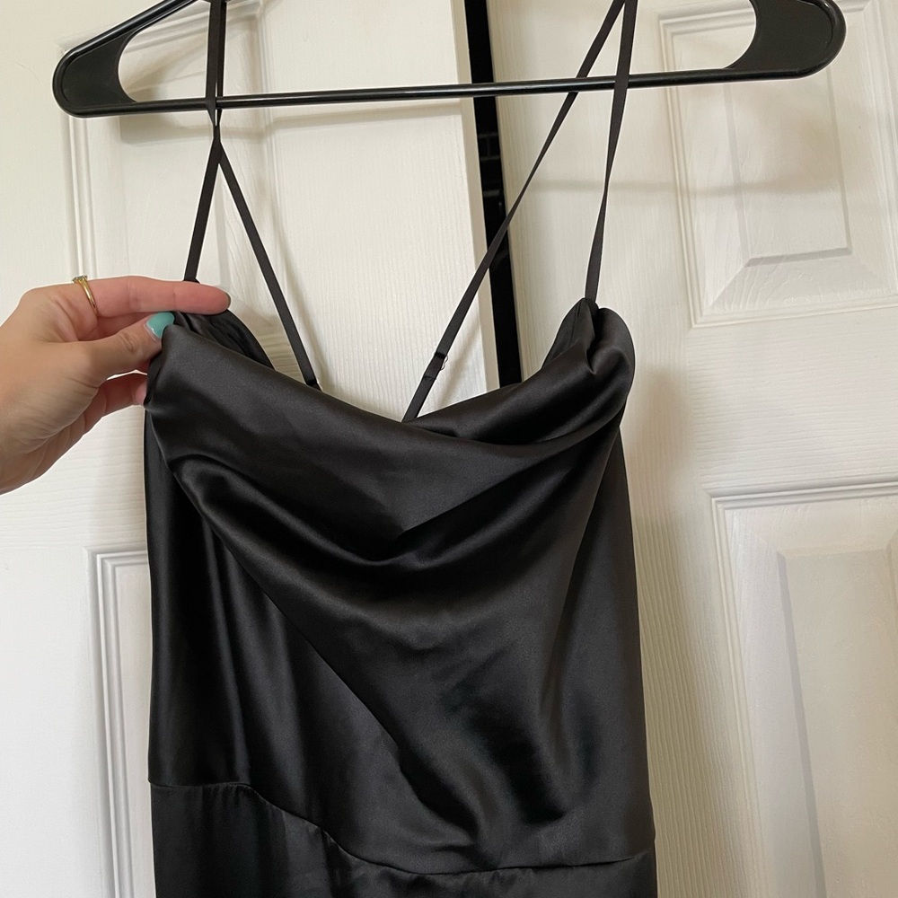 Elegant Black Satin Slip Dress
